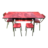 Formica table with 2 chairs and 2 stools