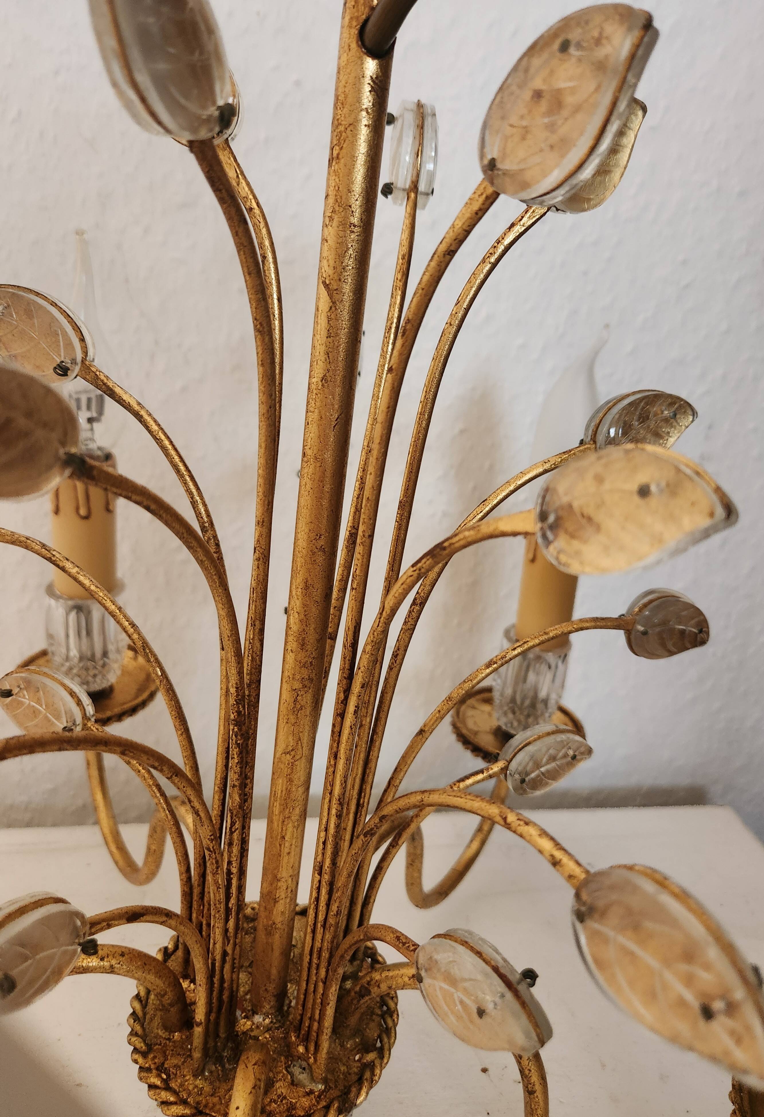 Vintage vergoldet Kronleuchter Maison Baguès Kristall 60er-70er Frankreich