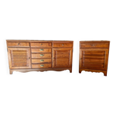Low sideboard and jam cupboard set - solid wood