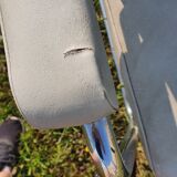 gray armchair wear skai see photo. Tubular frame. Sled feet.