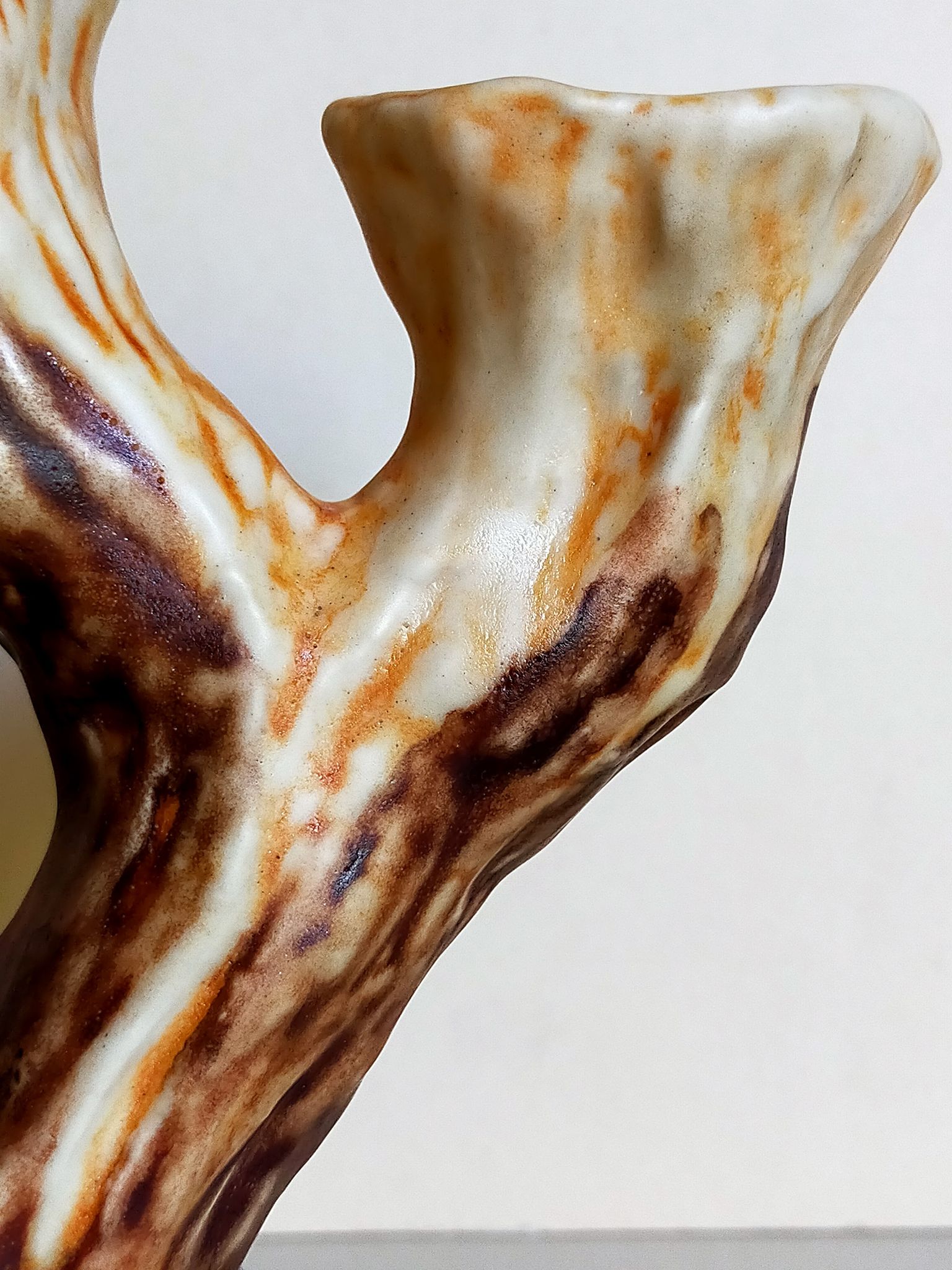 Bougeoir céramique faux-bois années 50