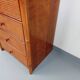Commode chiffonnier semainier vintage en rotin, bois et cannage