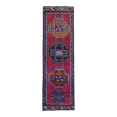 Tapis couloir turc Oushak vintage des années 1970 fait à la main en laine 95x310