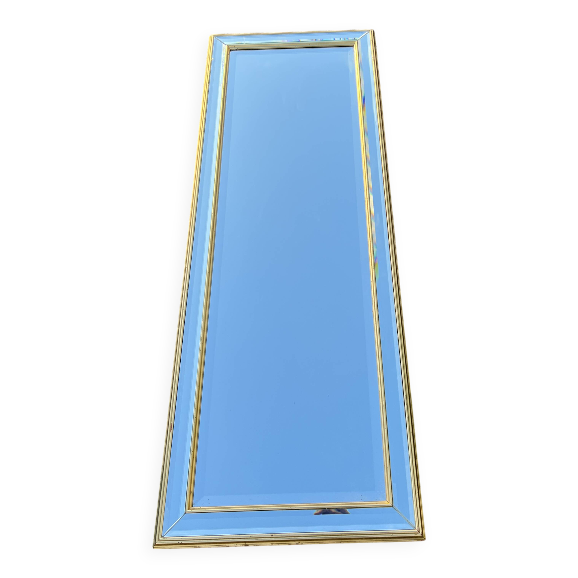 Louis XVI style gilded glazing bead mirror