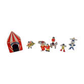 Vintage circus with wooden subjects