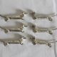6 dog dachshund knife holders in vintage silver color metal