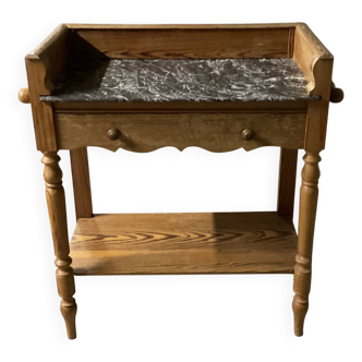 Petit meuble bois et marbre années 50