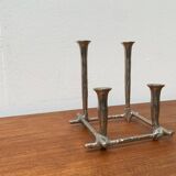 Brutalist sculptural cast aluminium candlestick Danish