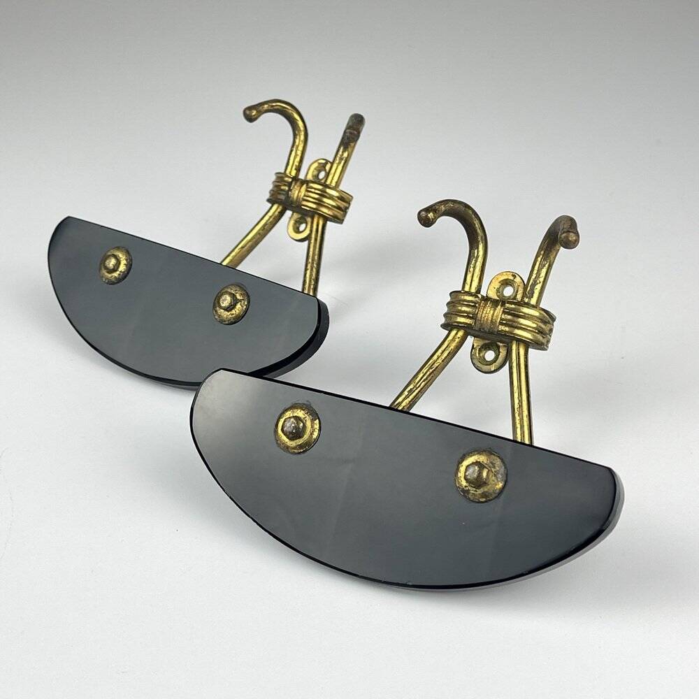 Vintage brass coat hooks, Italy, 1950s, set of 2