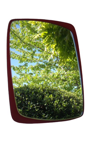 Retro free-form mirror felt wood 49 x 36