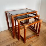 Bamboo and rattan nesting tables