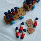 Wooden train with soldiers