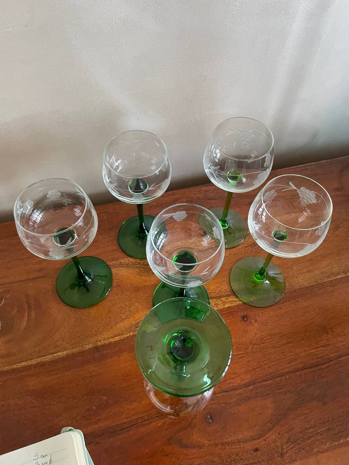 6 engraved wine glasses