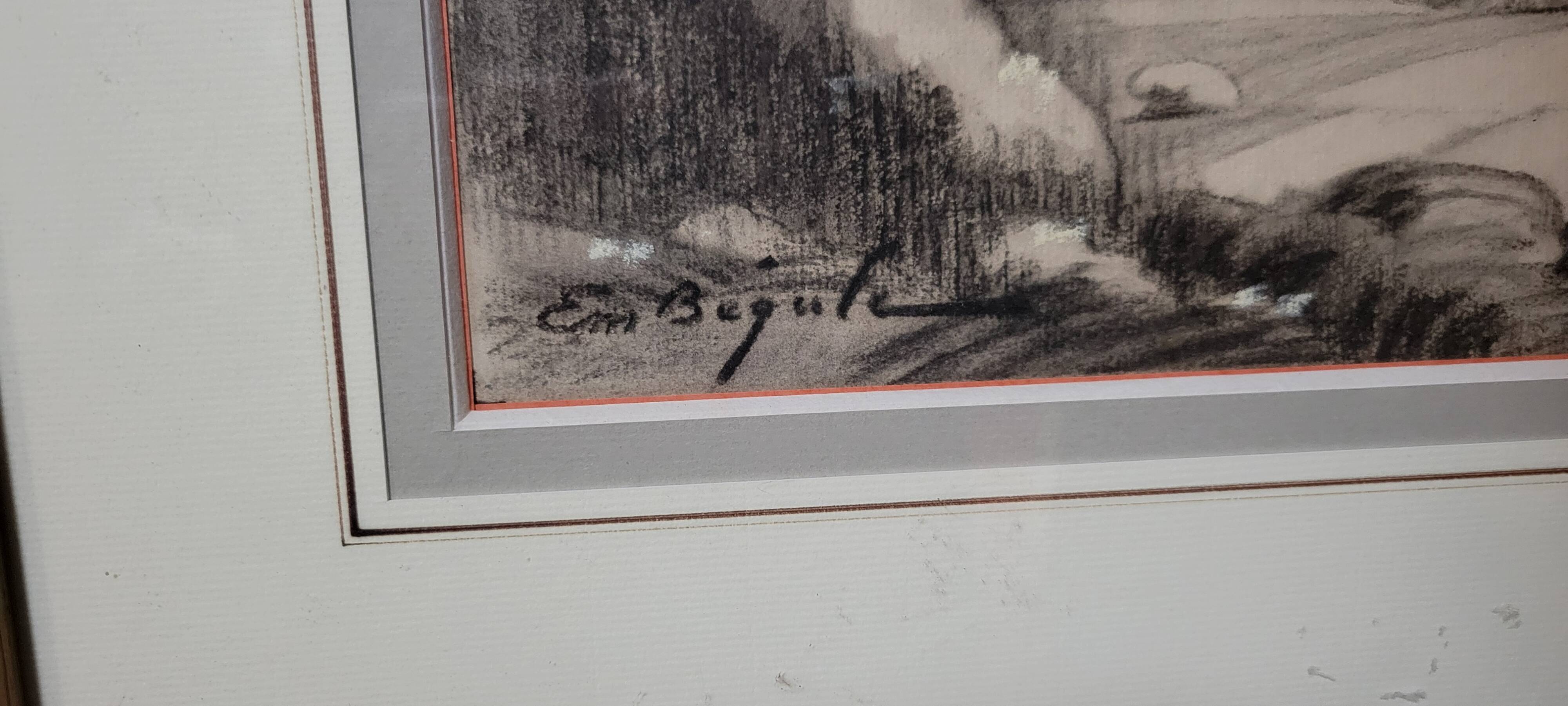 A very beautiful old drawing depicting a hilly landscape rendered in graphite.