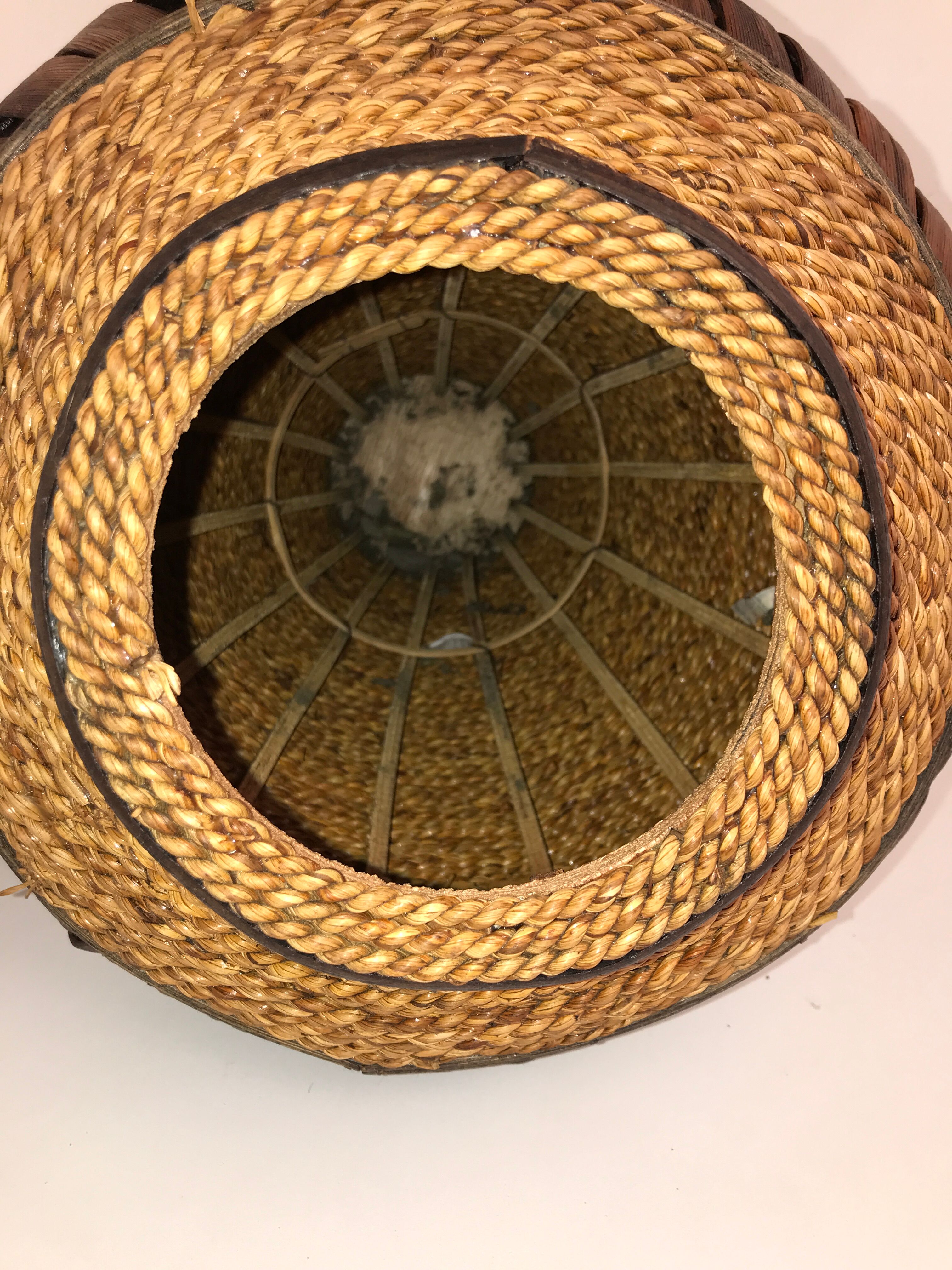 Large basket in vintage wicker rattan