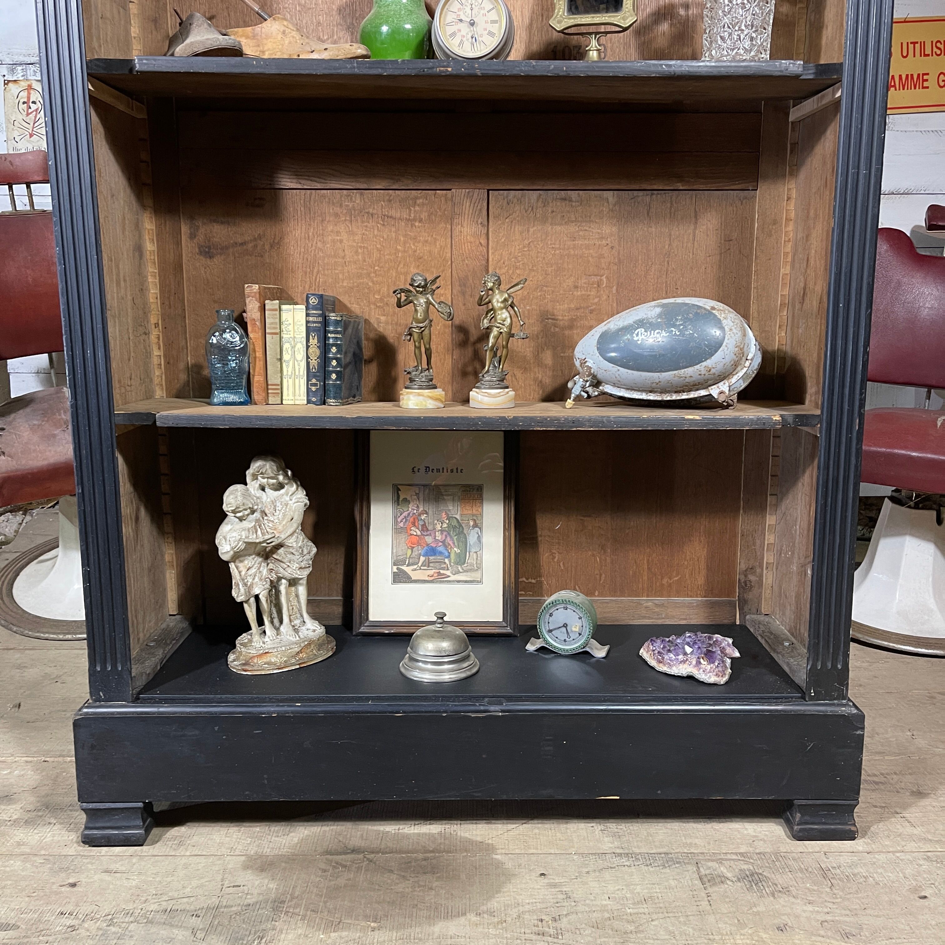 Black patina bookcase