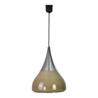 Large brown opaline glass pendant by Limburg, Germany, 1970s.