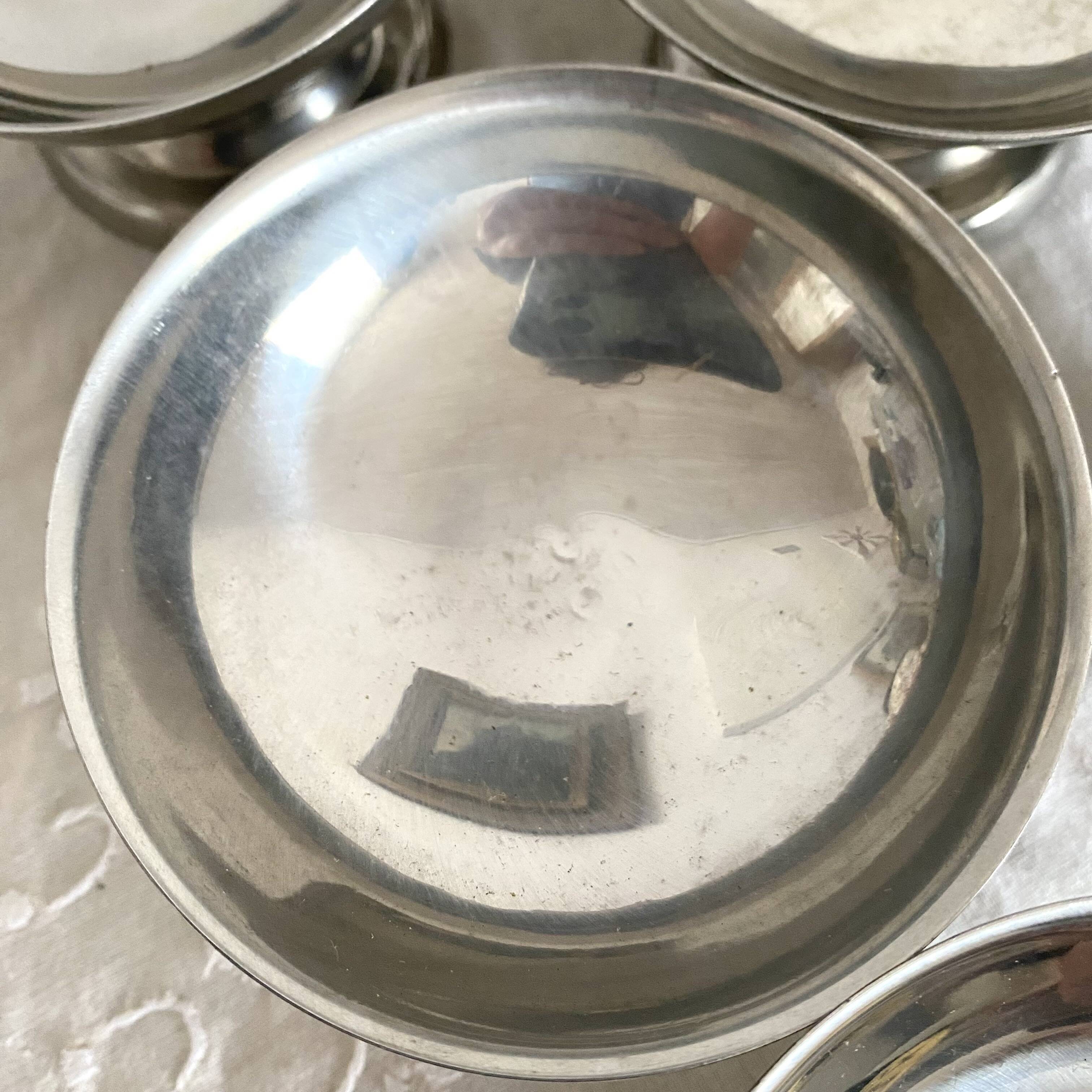 New stainless steel ice cream cups on pedestals, 1960s-70s