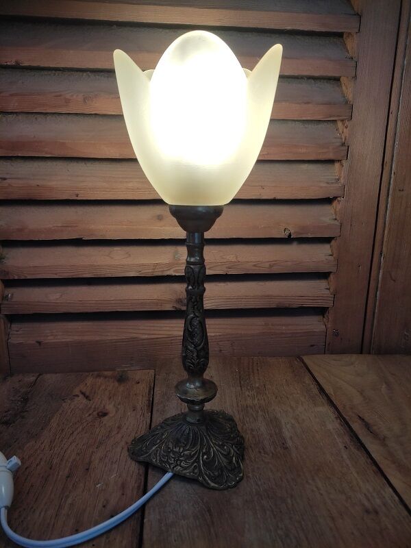 Art deco lamp living room bronze tulip glass paste orange dp 1122201