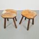 Vintage Milk Stools with Cowhide, 1950s, Set of 2
