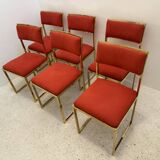 6 chaises métal doré années 70s