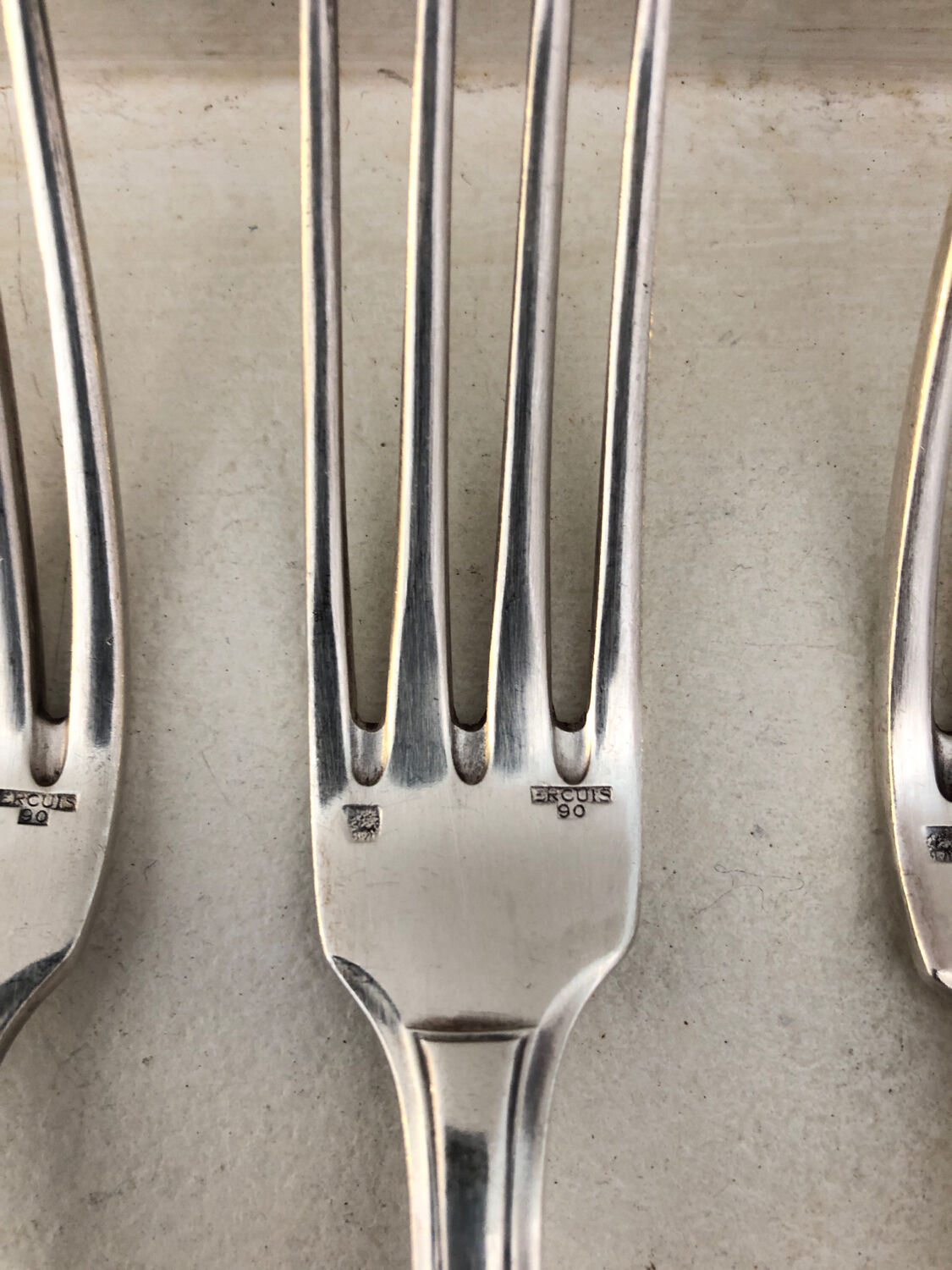 6 ercuis forks, silver metal, 1930
