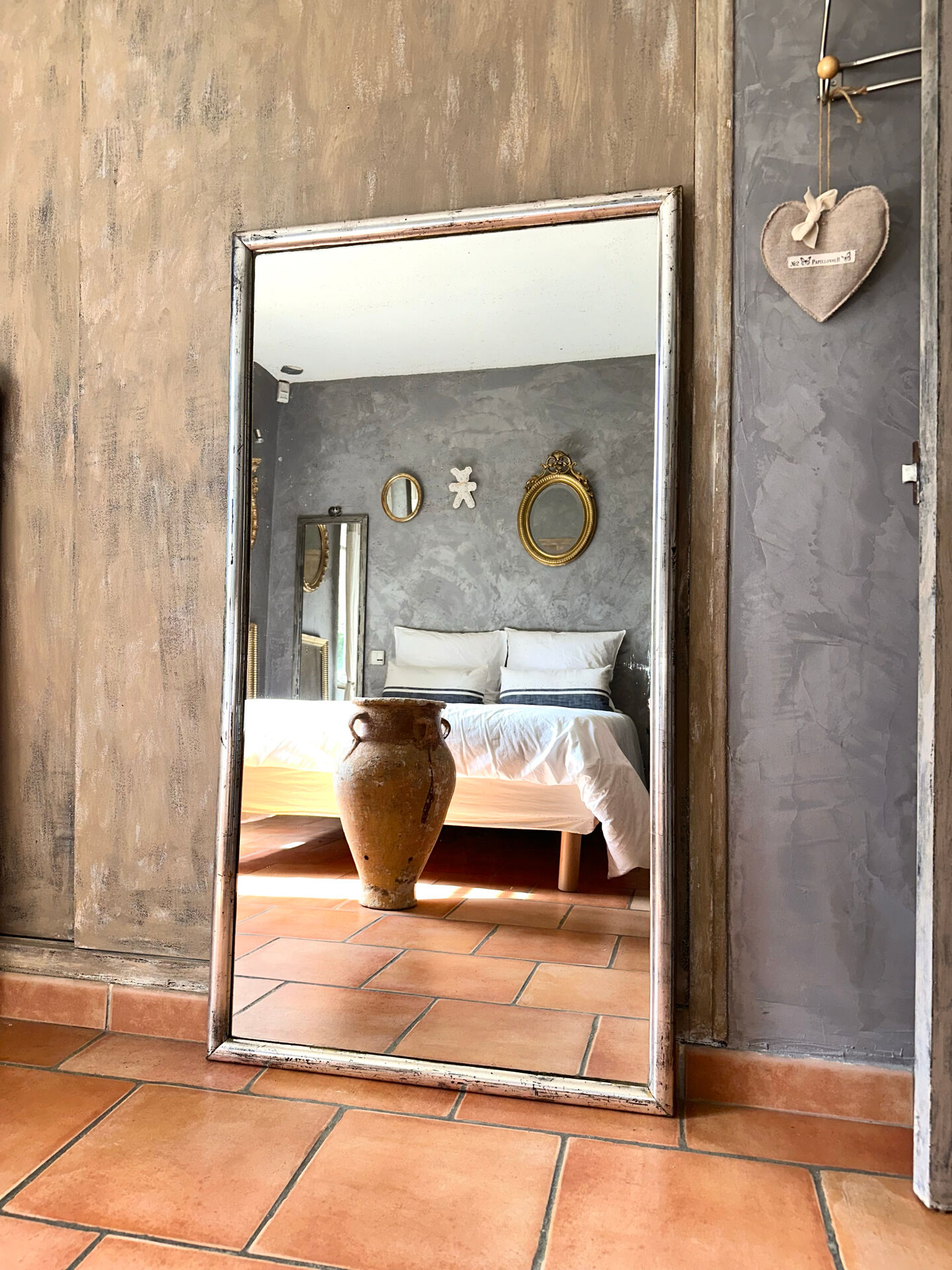 Miroir bistrot ancien feuille d’argent XIXème