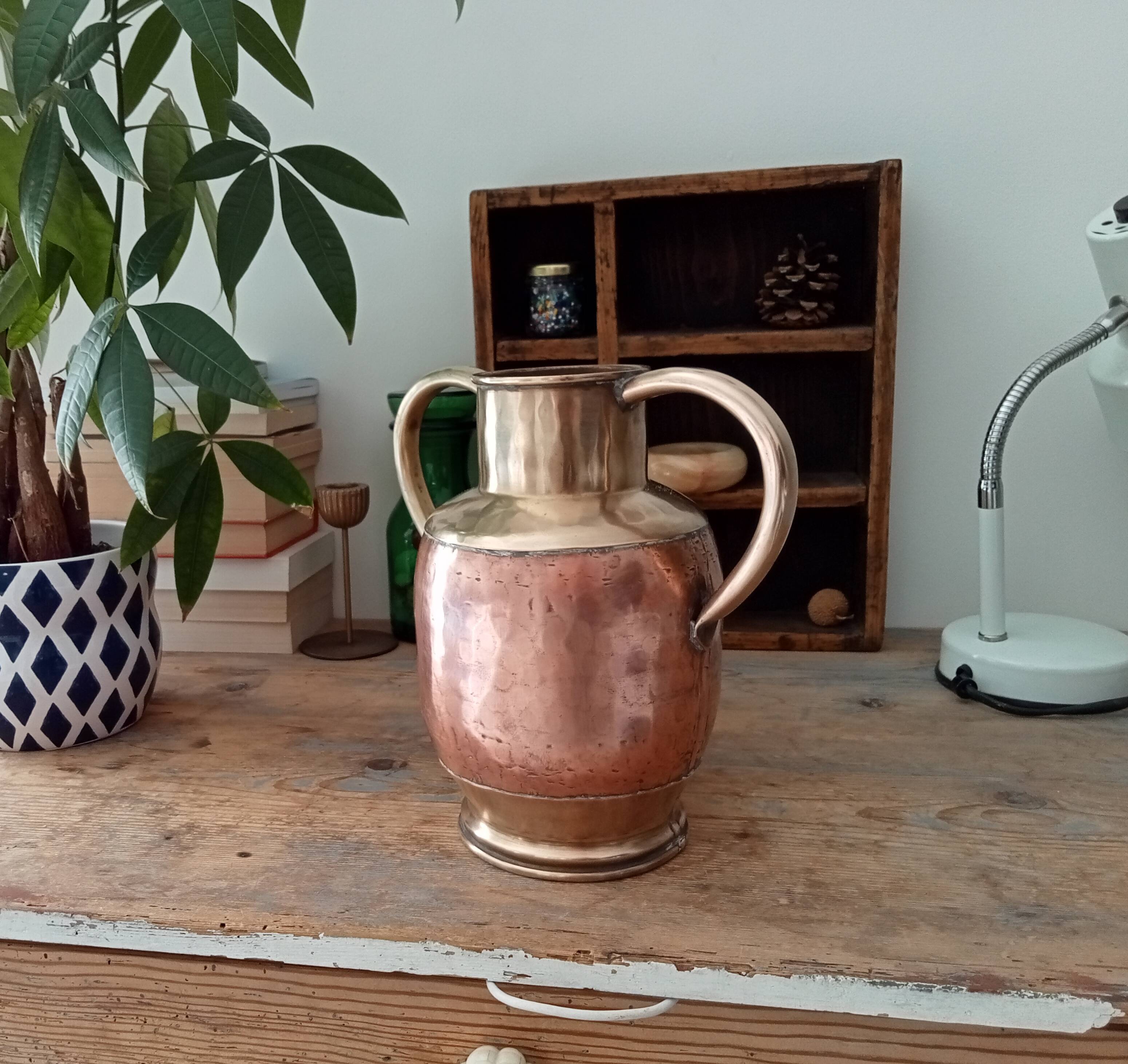 Antique amphora vase in brass and copper