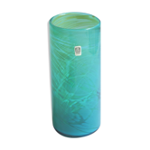 Vase cylindre turquoise de Michael Harris pour Mdina Malta, années 1970.