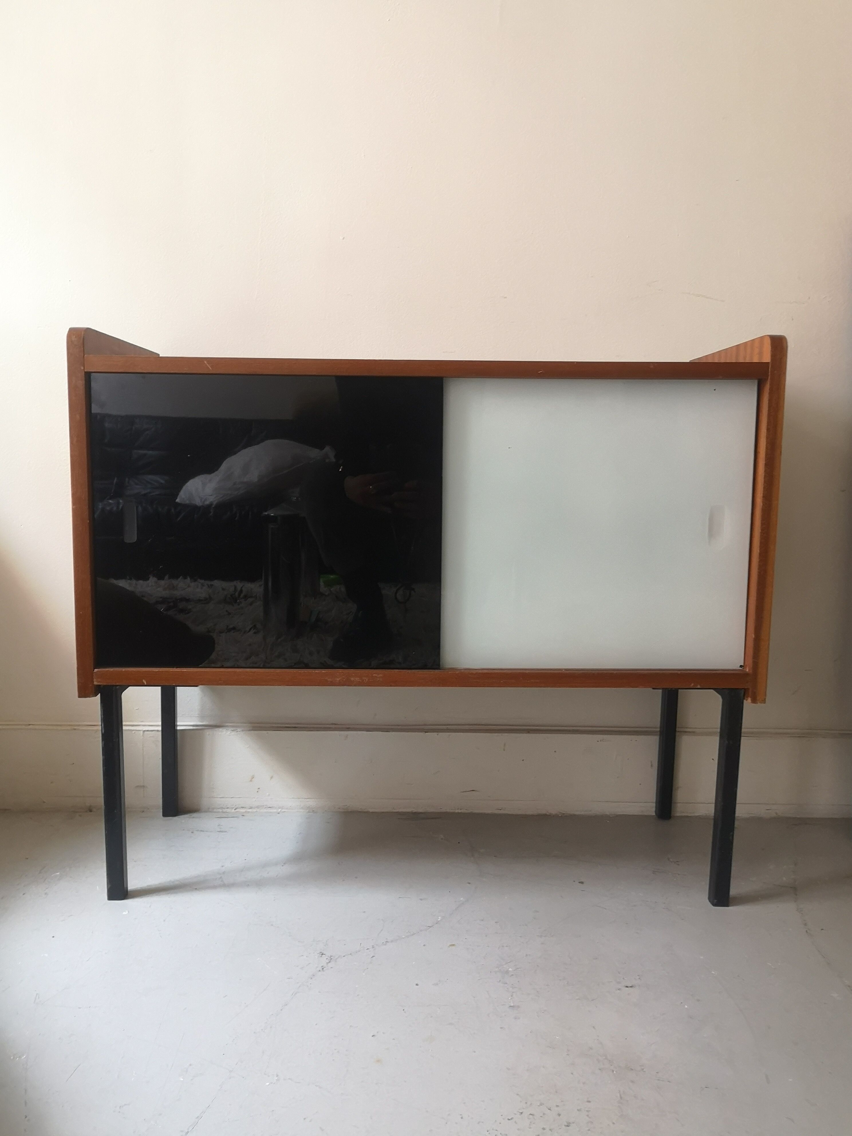 Modernist sliding glass sideboard, 1960