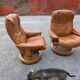 Pair of Ekornes Stressless leather armchairs, 1980s