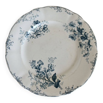 Round serving dish antique – Blue floral pattern – Weigelia model by Boch F