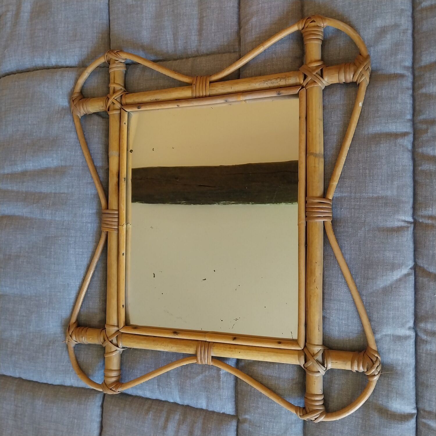 Authentic 1960s mirror in rattan/bamboo