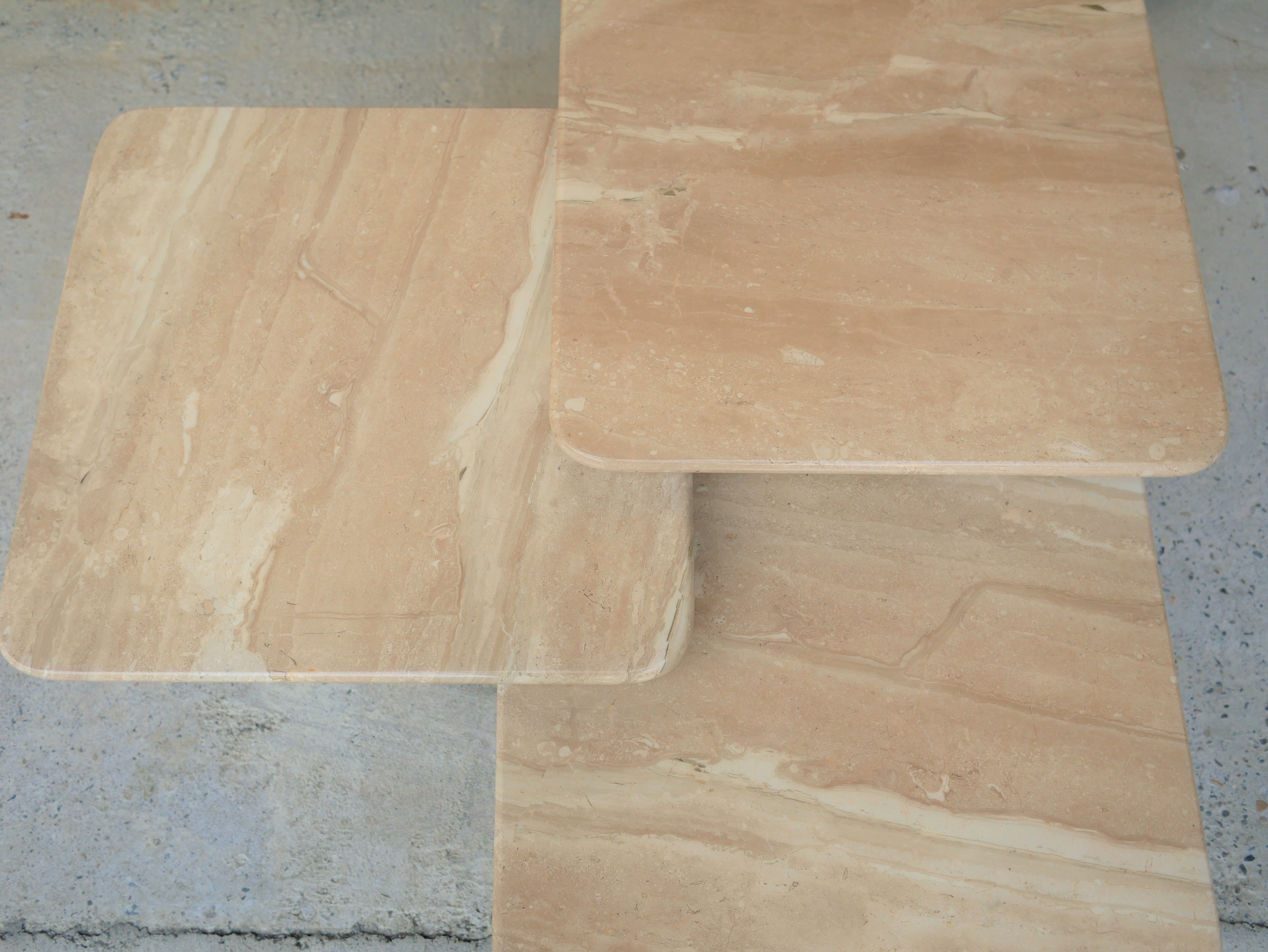 Series of 3 vintage marble coffee tables