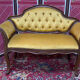 Louis XV style bench upholstered yellow velvet
