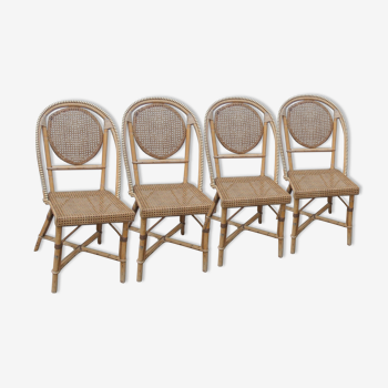 Set of chairs and cannate armchairs of bistro terasse de bar