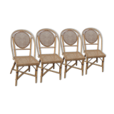 Set of chairs and cannate armchairs of bistro terasse de bar