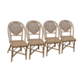 Lot de chaises et fauteuils cannées de bistrot terasse de bar