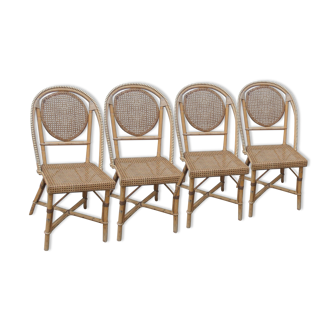 Set of chairs and cannate armchairs of bistro terasse de bar