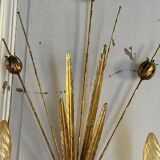 Paire d'appliques en métal doré en forme d'épi de blé milieu XXe