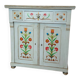 Antique low polychrome sideboard with floral decoration.