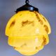 Art Deco pendant lamp in opaline glaze, marbled, brass, 1930s.