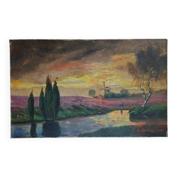 A. Charles 1915, oil on canvas with Flemish inspiration.