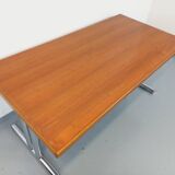 Vintage walnut and chrome metal desk from the 1970s.