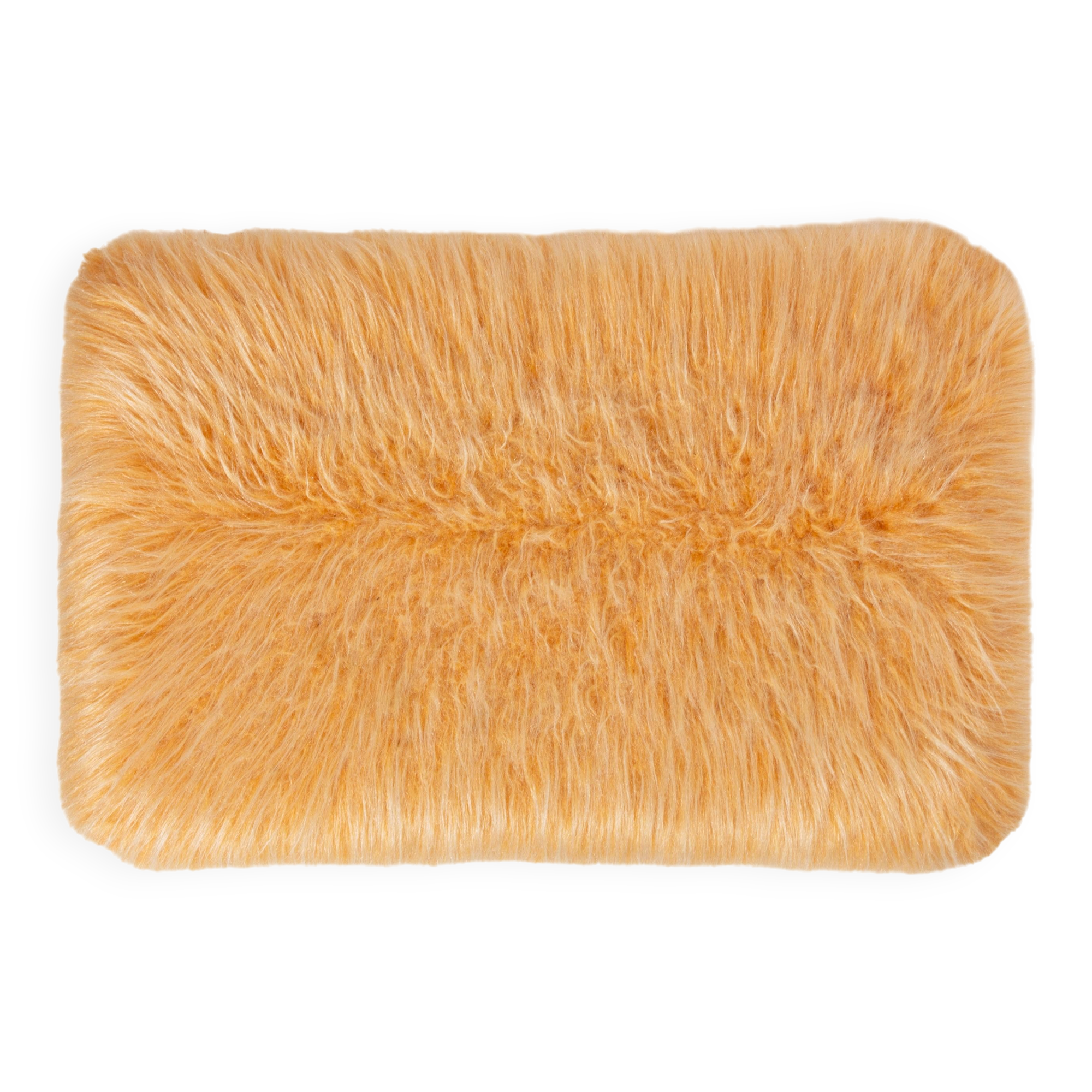 Vintage orange faux fur stool, Denmark, 1960.