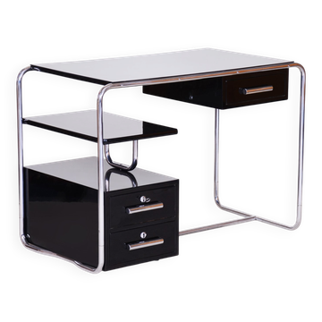Bauhaus Writing Desk in Chrome, Steel and Wood, Germany, 1930s