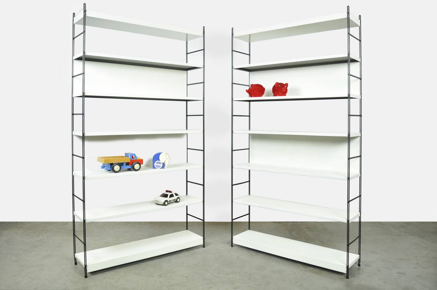 Industrial metal roomdivider / bookcases / bookshelves, 1960s Netherlands