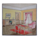 Original old watercolor - Interior architecture
