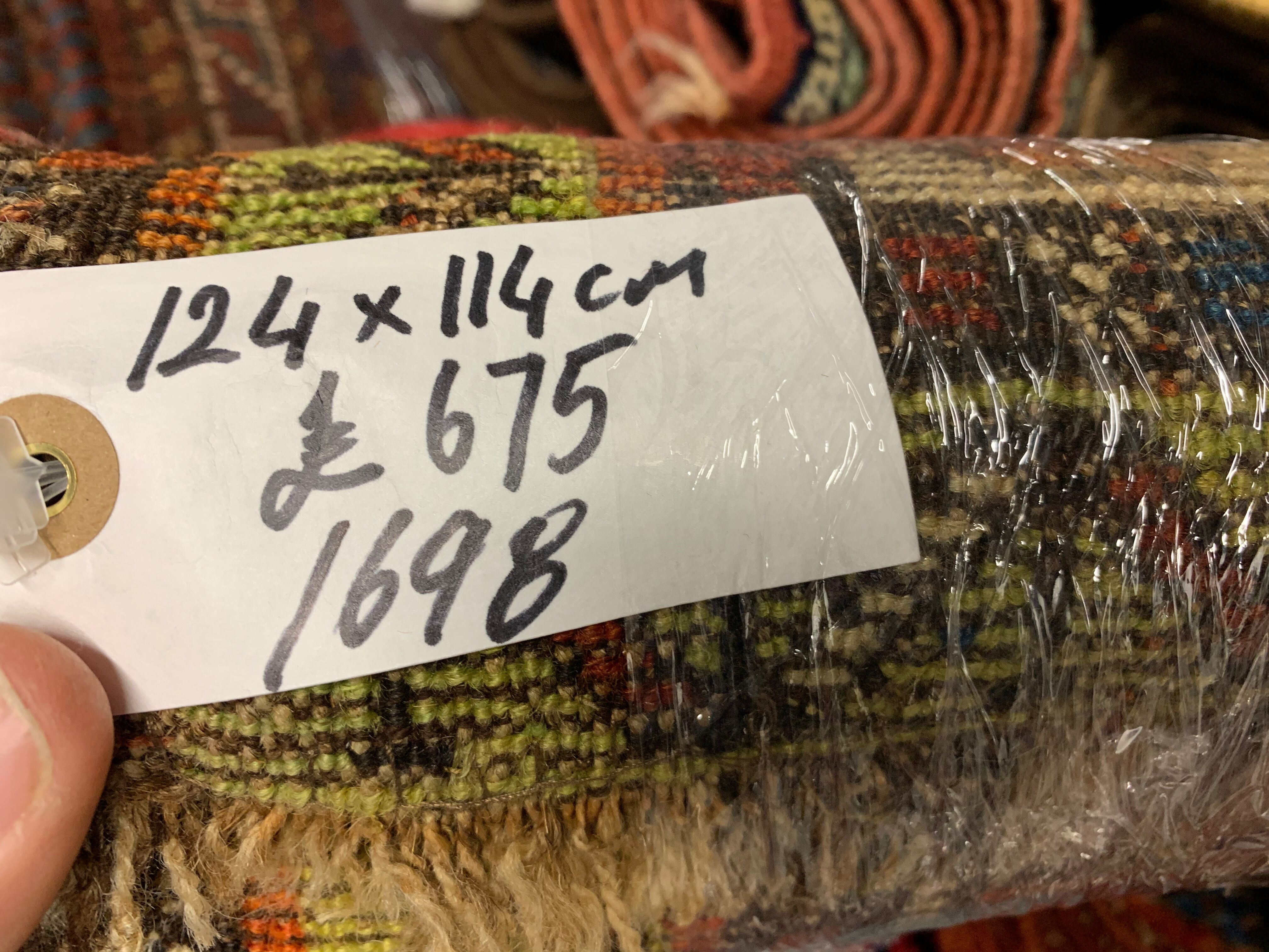 Antique Dagestan Kazak Rug 124x114 cm Caucasian, Gold, Blue, Rust Square Medium