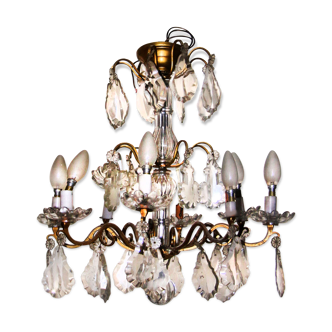 Chandelier crystal and bronze old